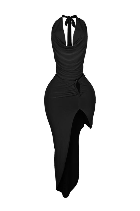 Sora Cowl Neck Halter Top & Skirt SET